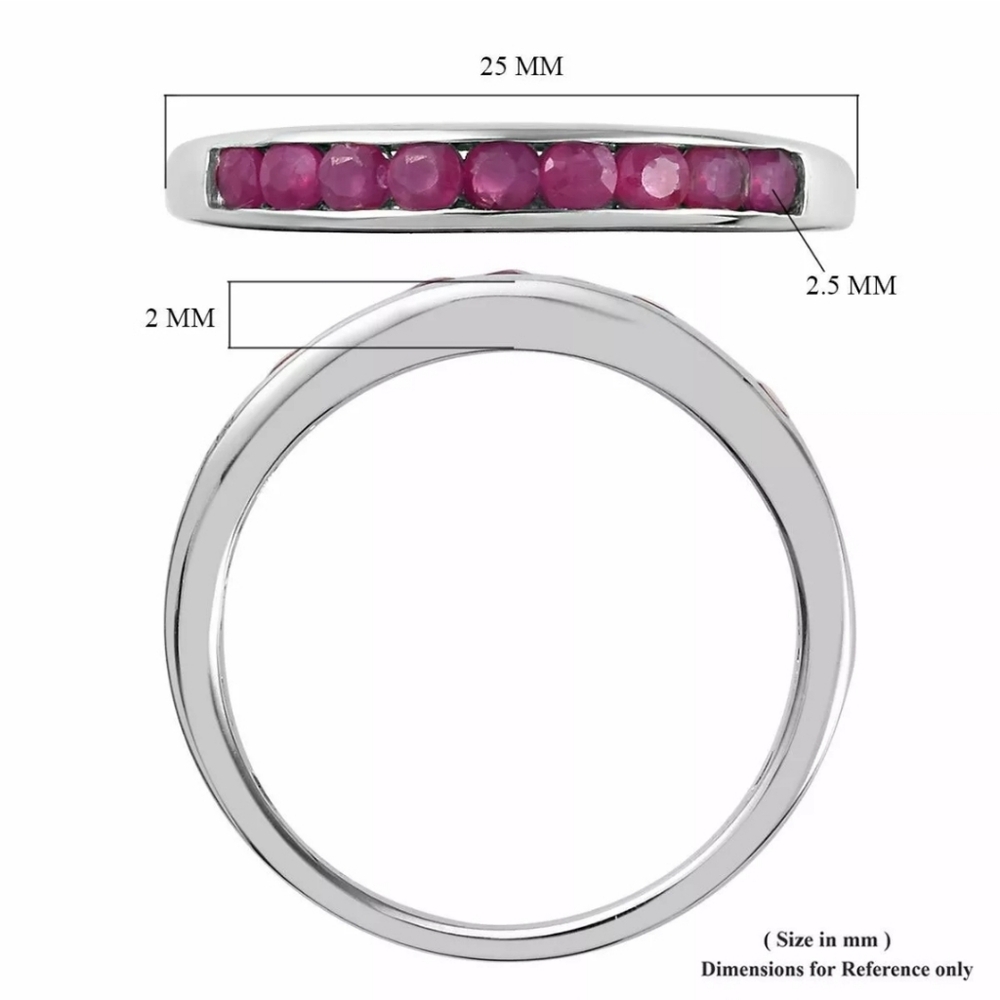 AA Burmese Rubies Ring in Platinum/Sterling Silver (Sz 7) 0.85 ctw - Picture 7 of 11